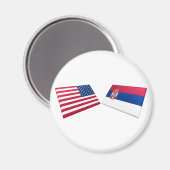 Flaggen der USA und Serbiens Magnet (Vorderseite/Rückseite)