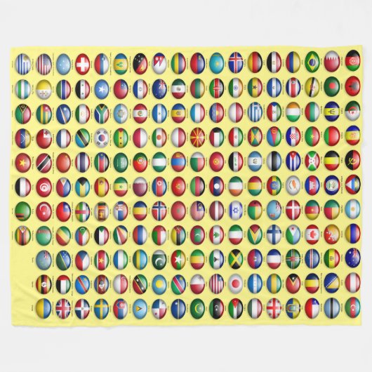 Flaggen der Welt auf gelbem Hintergrund Fleecedecke (Vorderseite (Horizontal))