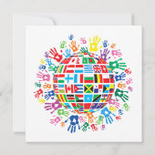 Flaggen der Welt mit farbigen Handdrucken Einladung (Rückseite)