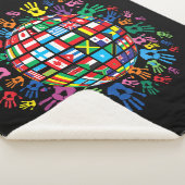 Flaggen der Welt mit farbigen Handdrucken Sherpadecke (3/4)