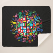 Flaggen der Welt mit farbigen Handdrucken Sherpadecke (Vorderseite (Horizontal))