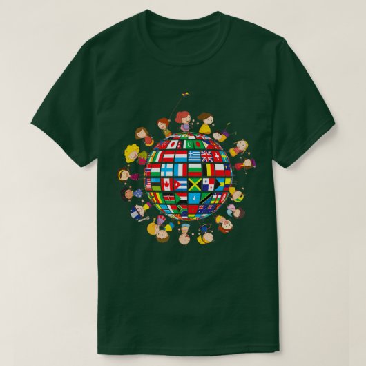 Flaggen der Welt mit Kindern T-Shirt (Design vorne)