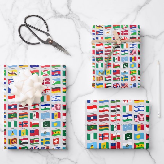 Flaggen der Welt Reise Design Geschenkpapier Set (Vorderseite)