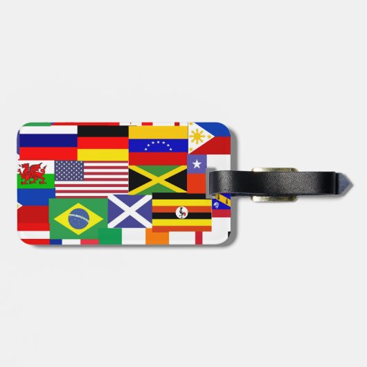 Flaggen der Weltcollage Gepäckanhänger (Rückseite horizontal)