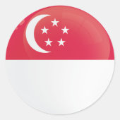 Flaggen des Round-Icon-Programms von Singapur Runder Aufkleber (Vorderseite)