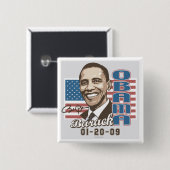 Flaggen-Gang Obama-Einweihungs-2009 Button (Vorne & Hinten)