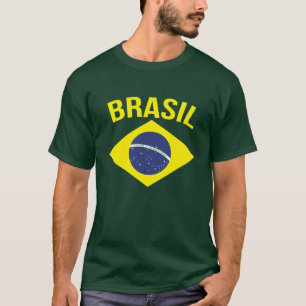 Flaggen-Grün-T - Shirt Brasiliens einfacher