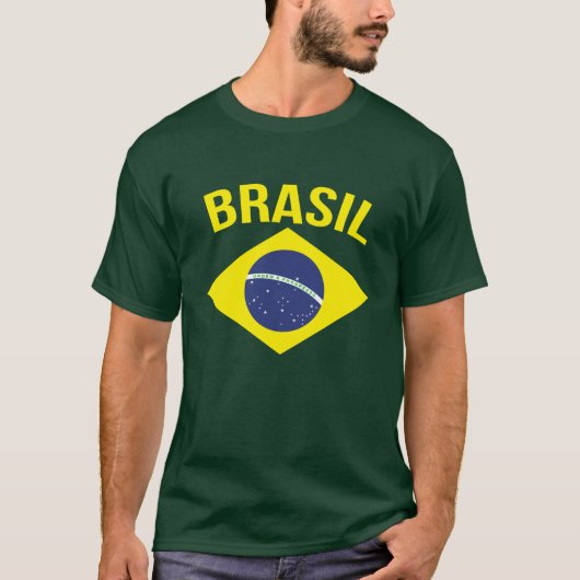 Flaggen-Grün-T - Shirt Brasiliens einfacher (Vorderseite)