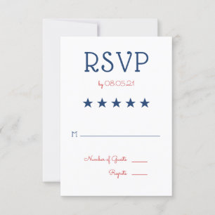 Flaggen-Hochzeit UAWG 3 USA patriotisches RSVP Karte