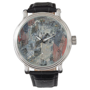 Flaggen in der 57th Street von Frederick Childe Ha Armbanduhr