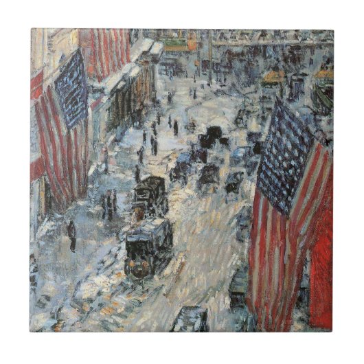 Flaggen in der 57th Street von Frederick Childe Ha Fliese (Vorderseite)