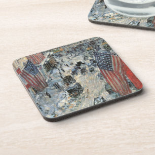 Flaggen in der 57th Street von Frederick Childe Ha Untersetzer