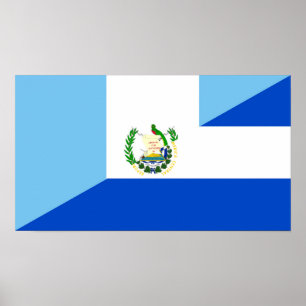 Flaggen-Landsymbol Guatemalas El Salvador halbes Poster