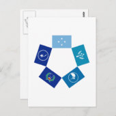 Flaggen Mikronesiens und seiner Staaten Postkarte (Vorne/Hinten)