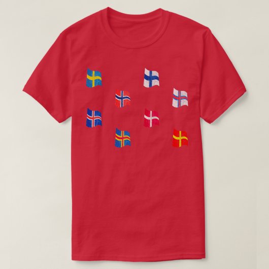 Flaggen Nordische Länder Diagonalmuster T-Shirt (Design vorne)