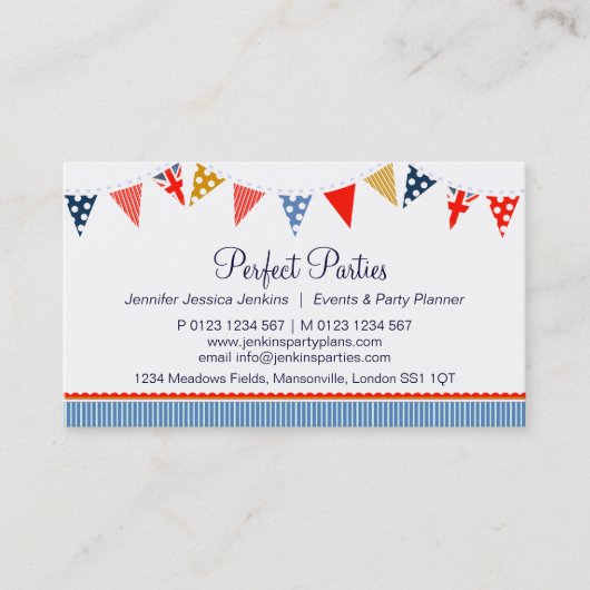 Flaggen-Partyereignis, das blaue Geschäftskarten Visitenkarte (Vorderseite)