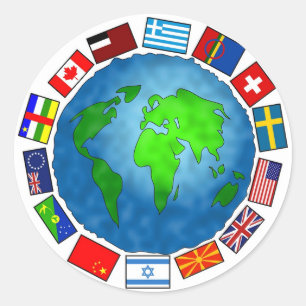 Flaggen-Planet Runder Aufkleber