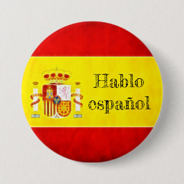 Flaggen Spanien "Hablo español" Button