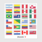 Flaggen Süd- und Nordamerikas Aufkleber (Blatt)