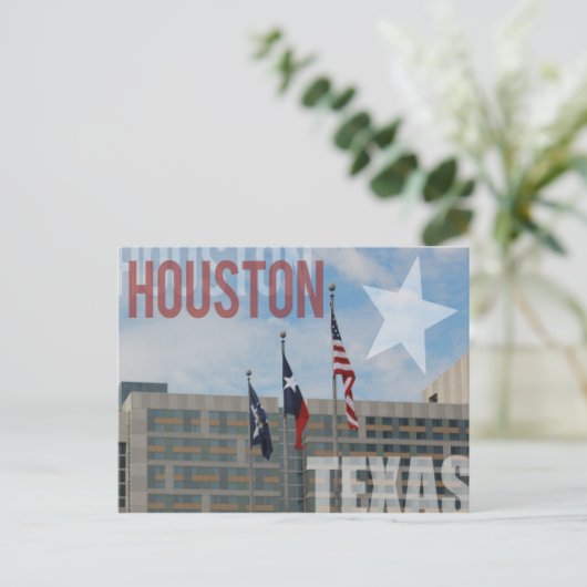 Flaggen über Houston, Texas Postkarte (Stehend Vorderseite)