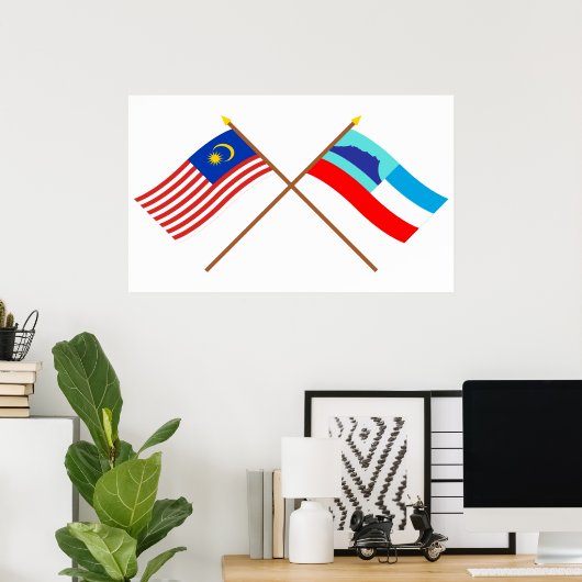 Flaggen über Malaysia und Sabah Poster (Heimbüro)