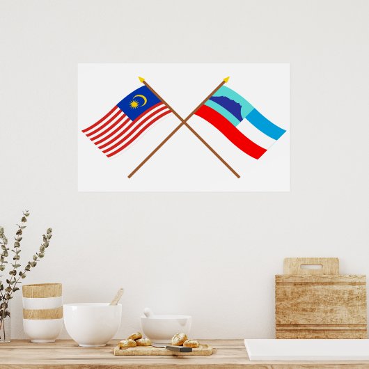 Flaggen über Malaysia und Sabah Poster (Küche)