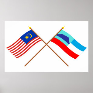 Flaggen über Malaysia und Sabah Poster