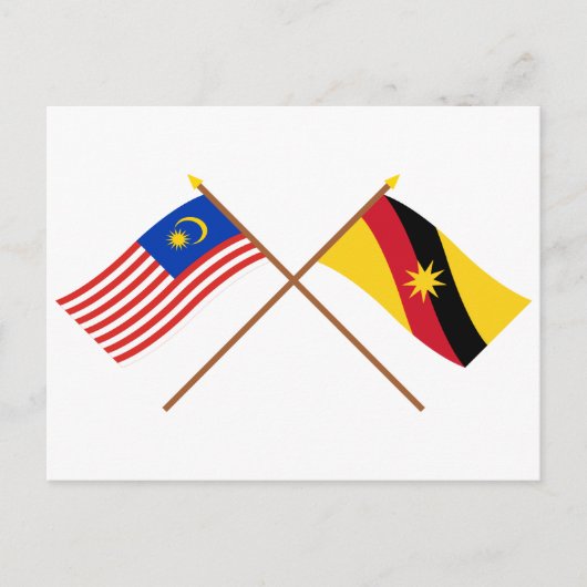 Flaggen über Malaysia und Sarawak Postkarte (Vorderseite)