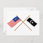 Flaggen über Malaysia und Terengganu Postkarte (Vorne/Hinten)