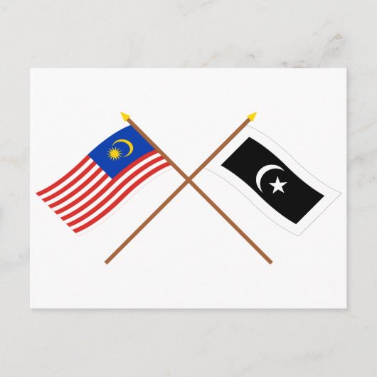 Flaggen über Malaysia und Terengganu Postkarte (Vorderseite)