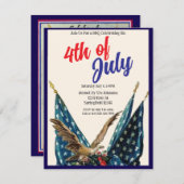 Flaggen und Adler Patriotic 4. Juli GRILLEN Party Einladung (Vorne/Hinten)