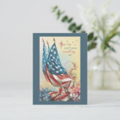 Flaggen und Blume für gefallene Menschen Postkarte (Stehend Vorderseite)