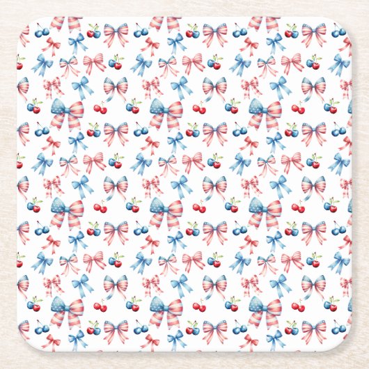 Flaggen und Kirschen Rechteckiger Pappuntersetzer (Vorderseite)