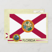 Flaggen und Siegel des Staates Florida Postkarte (Vorne/Hinten)