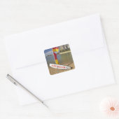 Flaggen und Surfbrett Quadratischer Aufkleber (Umschlag)