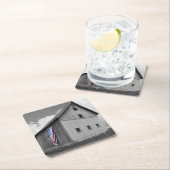 Flaggen unserer Bauern - Stall mit amerikanischer  Rechteckiger Pappuntersetzer (Vor Ort)