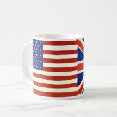 Flaggen USA Briten Kaffeetasse (Vorderseite Links)