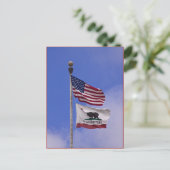 Flaggen: USA und Staat Kaliforniens Postkarte (Stehend Vorderseite)