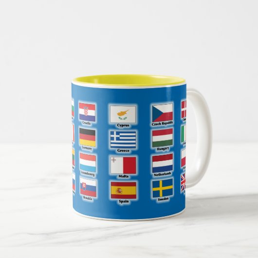 Flaggen von 28 europäischen Gewerkschaft Zweifarbige Tasse (VorderseiteRechts)