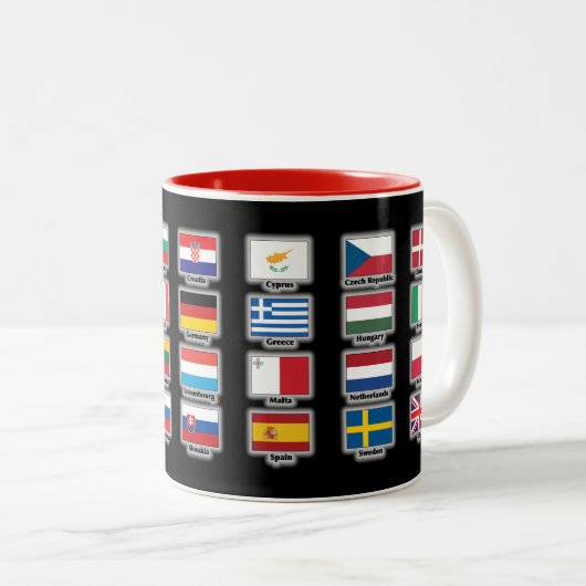 Flaggen von 28 europäischen Gewerkschaft Zweifarbige Tasse (VorderseiteRechts)
