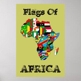 Flaggen von Afrika 36" durch 24" Vintages Afrika K Poster