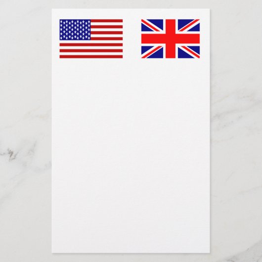 Flaggen von Großbritannien und den USA Side Briefpapier (Vorderseite)