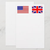 Flaggen von Großbritannien und den USA Side Briefpapier (Vorne/Hinten)