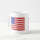 Flaggen von Großbritannien und den USA Side Kaffeetasse (Vorderseite Links)