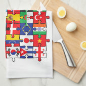 Flaggen von Ländern der internationalen Flagge Geschirrtuch (Viertel Falte)