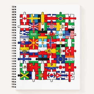 Flaggen von Ländern der internationalen Flagge Notizblock
