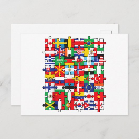 Flaggen von Ländern der internationalen Flagge Postkarte (Vorne/Hinten)