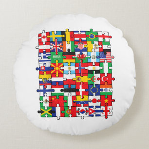 Flaggen von Ländern der internationalen Flagge Rundes Kissen
