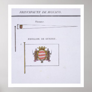 Flaggen von Monaco, von einem französischen Buch Poster