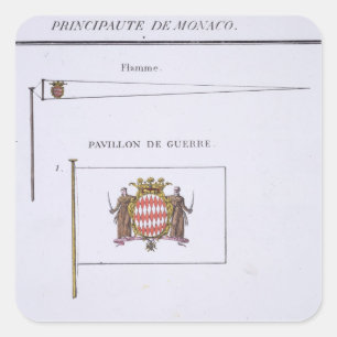 Flaggen von Monaco, von einem französischen Buch Quadratischer Aufkleber